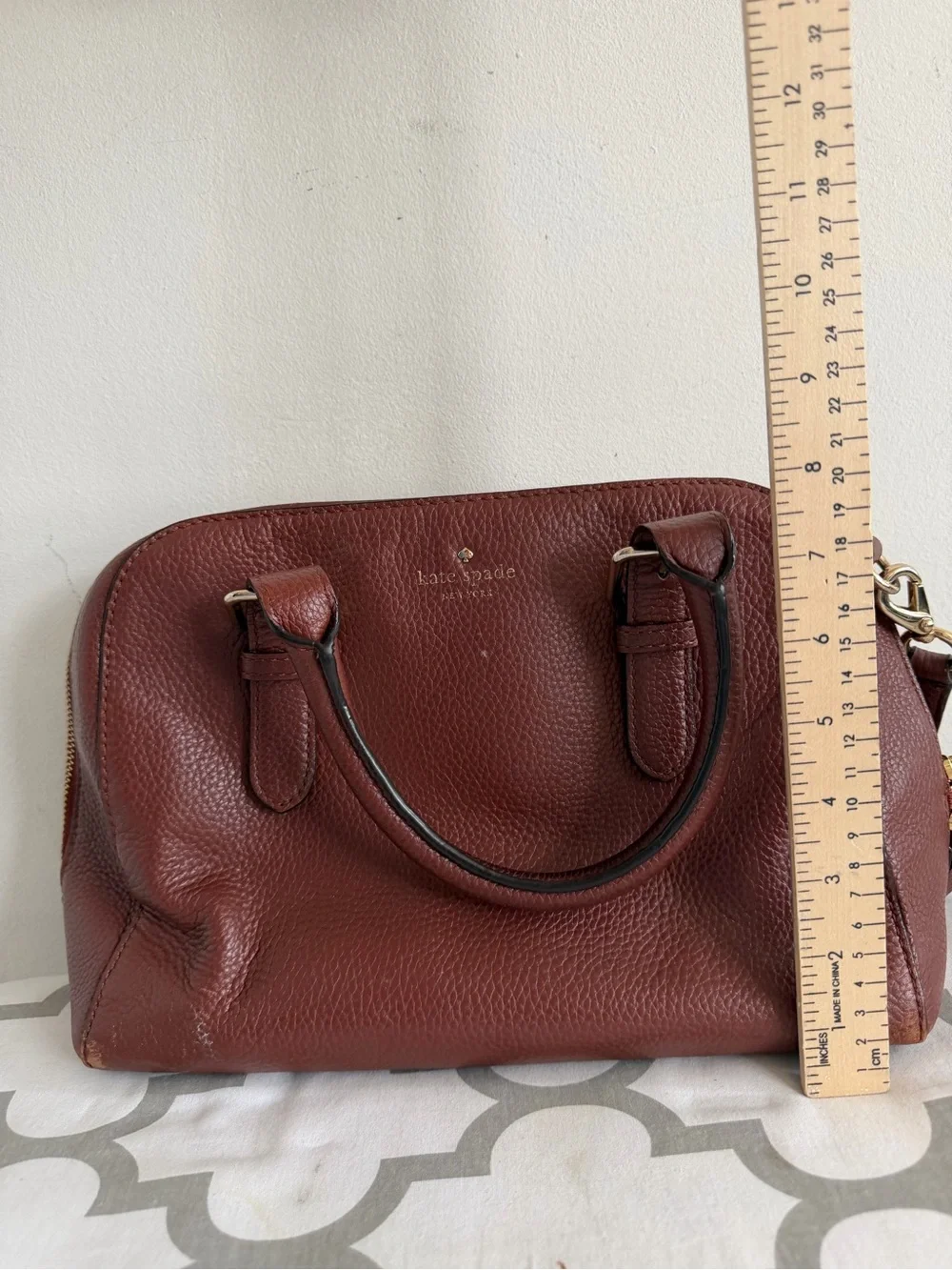 kate spade Brown Pebbled Leather Satchel with Gold Hardware
